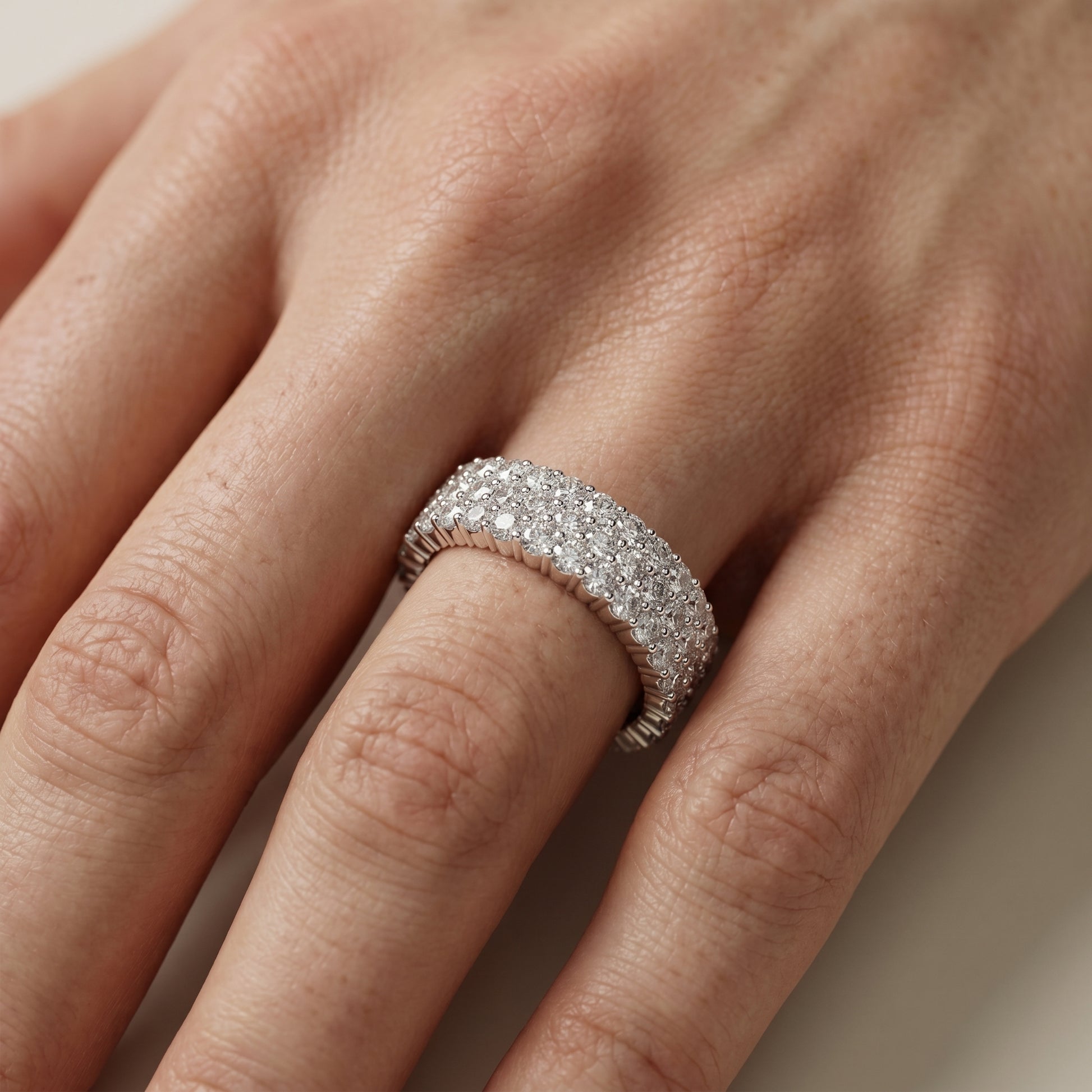 Round Cut Lab Grown Diamond Ring in Silver