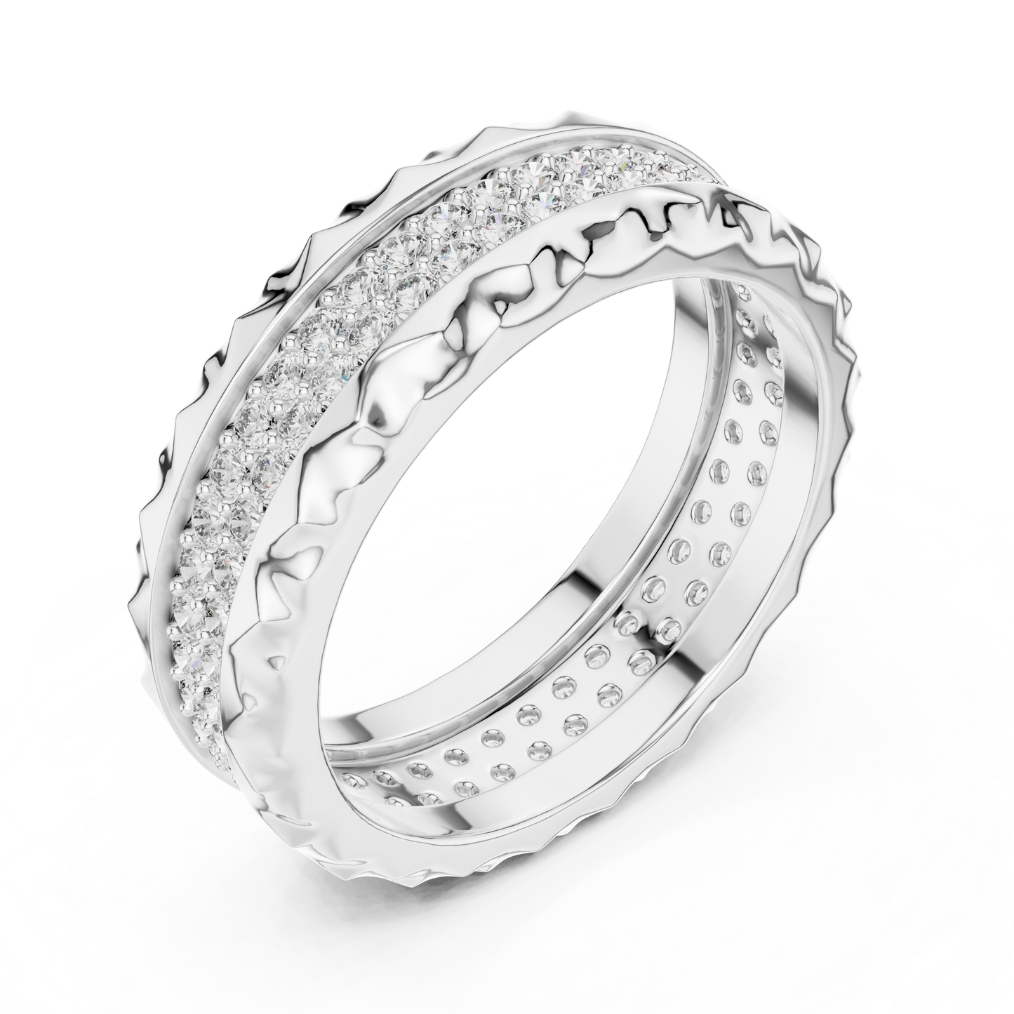 Round Cut Lab Grown Diamond Ring in Silver