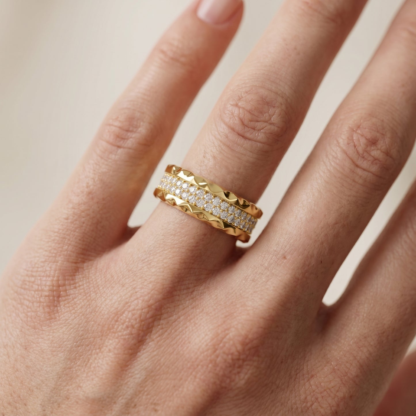 Round Cut Lab Grown Diamond Ring in Yellow Gold