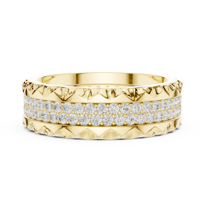 Round Cut Lab Grown Diamond Ring in Yellow Gold