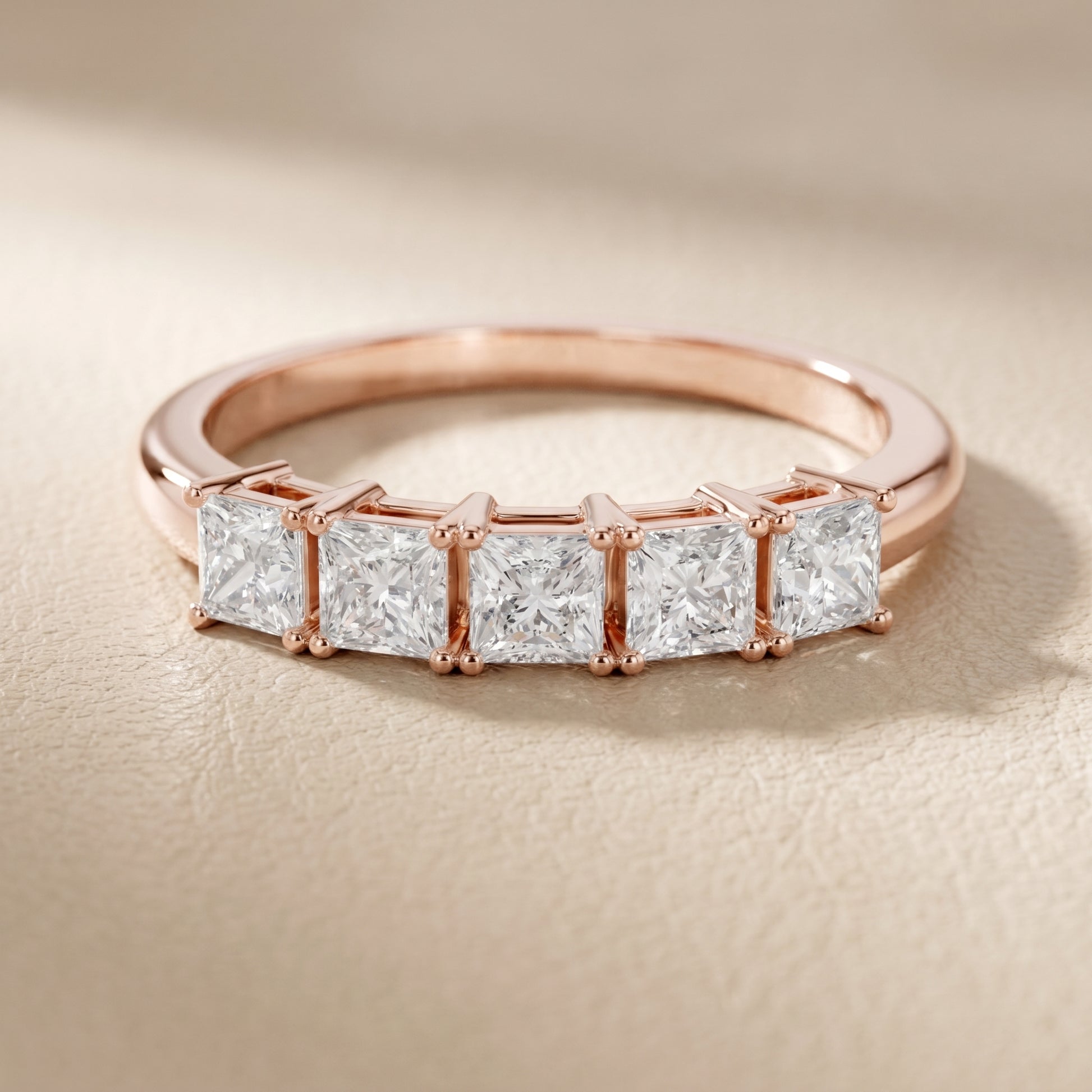 Princess Cut Lab Grown Diamond Ring in Rose Gold