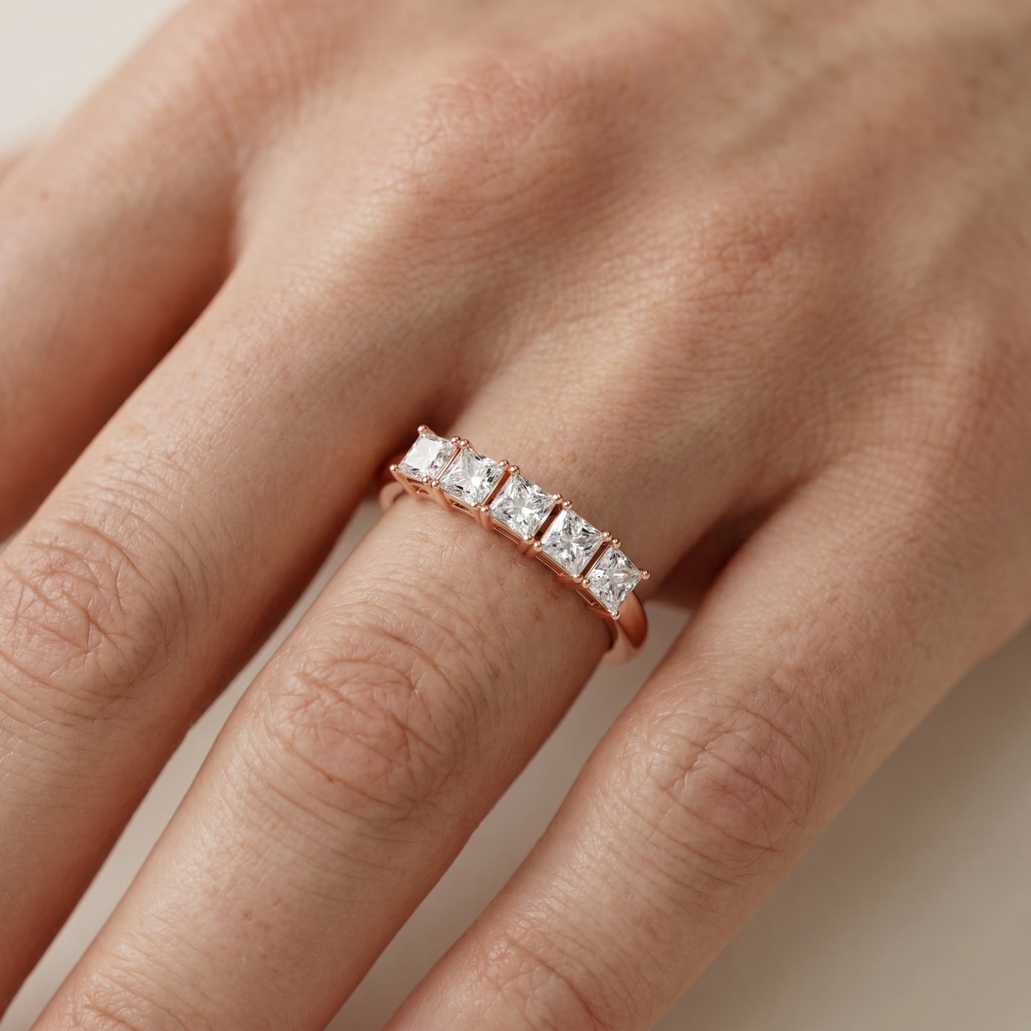 Princess Cut Lab Grown Diamond Ring in Rose Gold