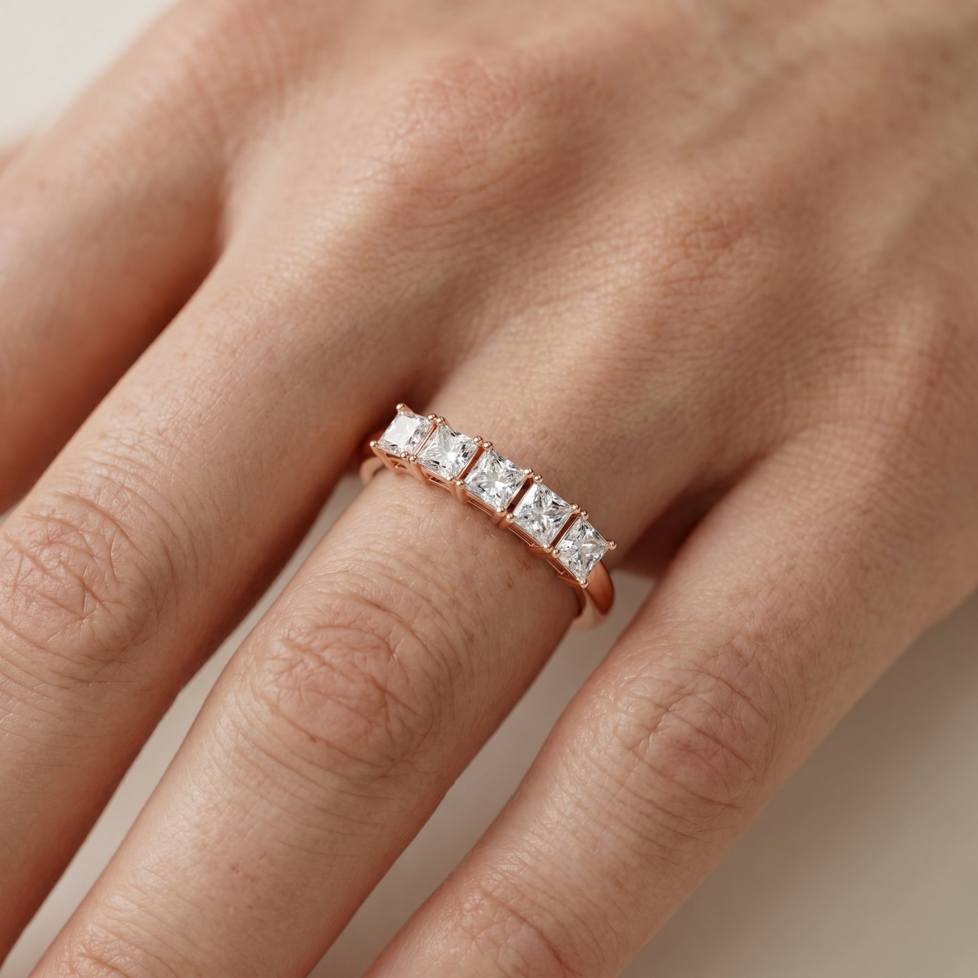 Princess Cut Lab Grown Diamond Ring in Rose Gold