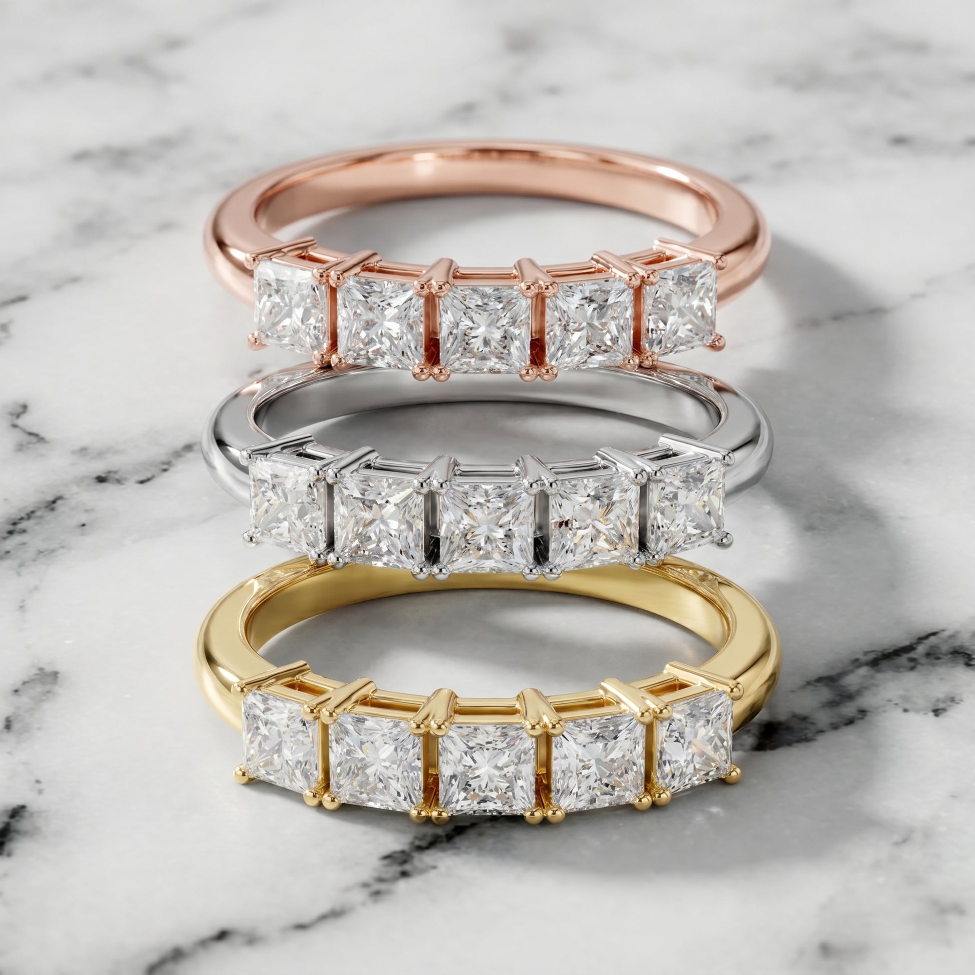 Princess Cut Lab Grown Diamond Ring in Yellow Gold