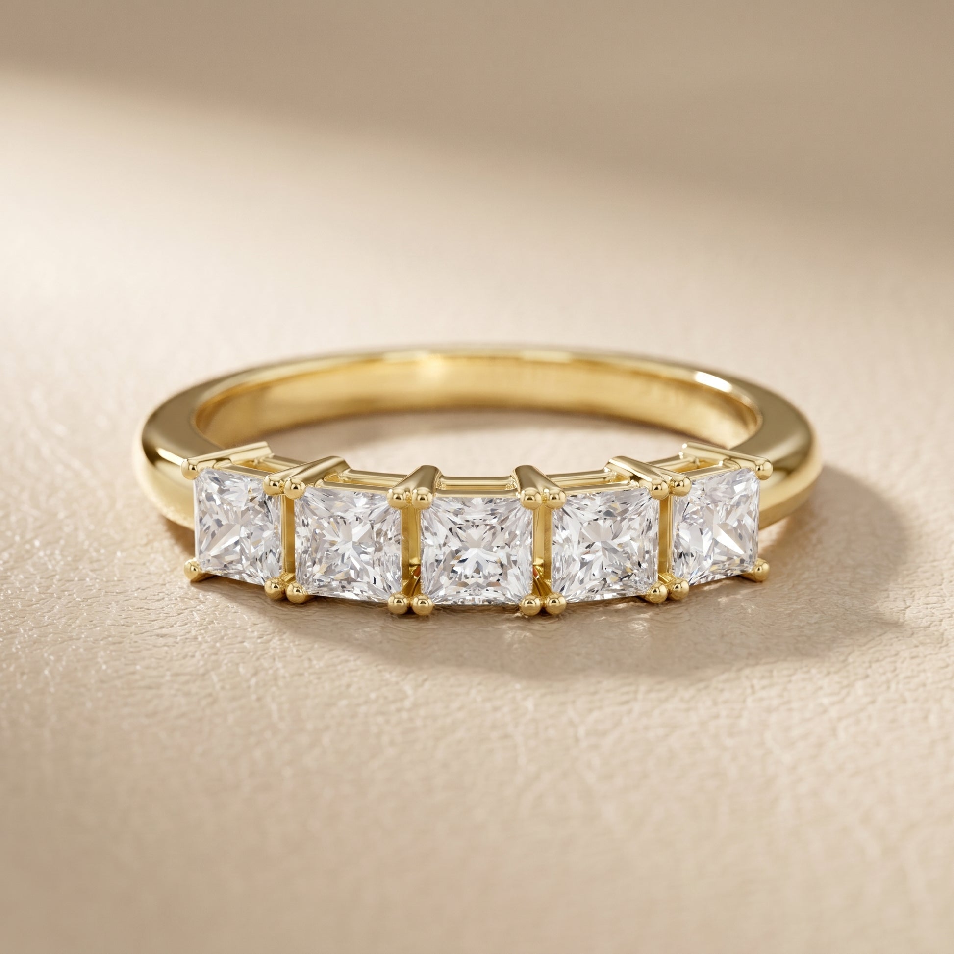Princess Cut Lab Grown Diamond Ring in Yellow Gold