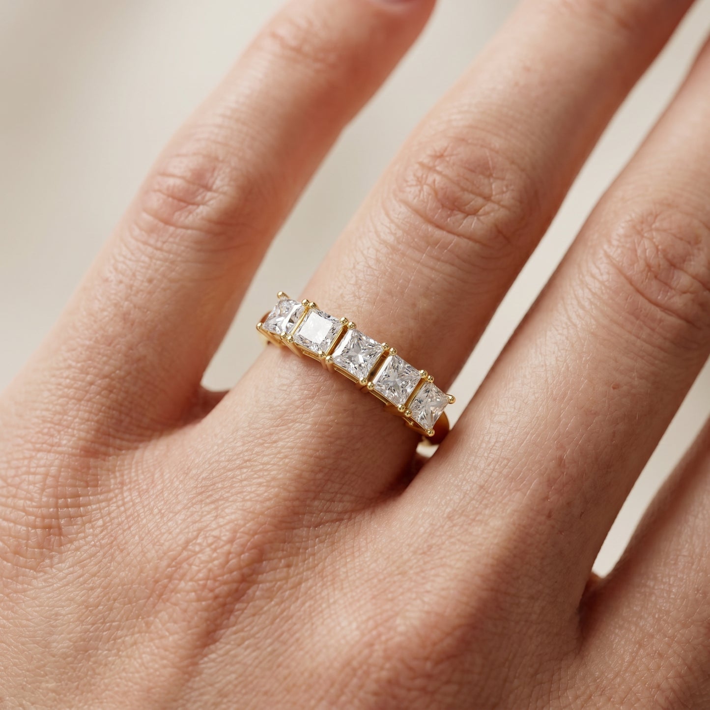Princess Cut Lab Grown Diamond Ring in Yellow Gold