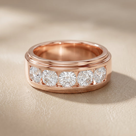 Round Cut Lab Grown Diamond Ring in Rose Gold