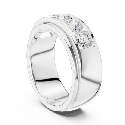 Round Cut Lab Grown Diamond Ring in Silver