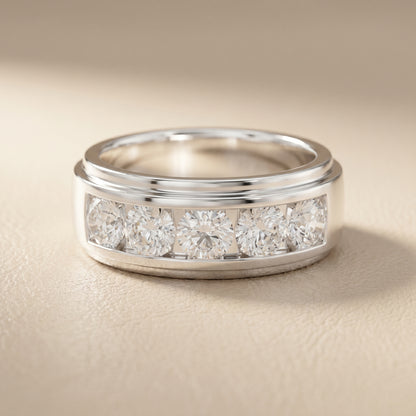 Round Cut Lab Grown Diamond Ring in Silver