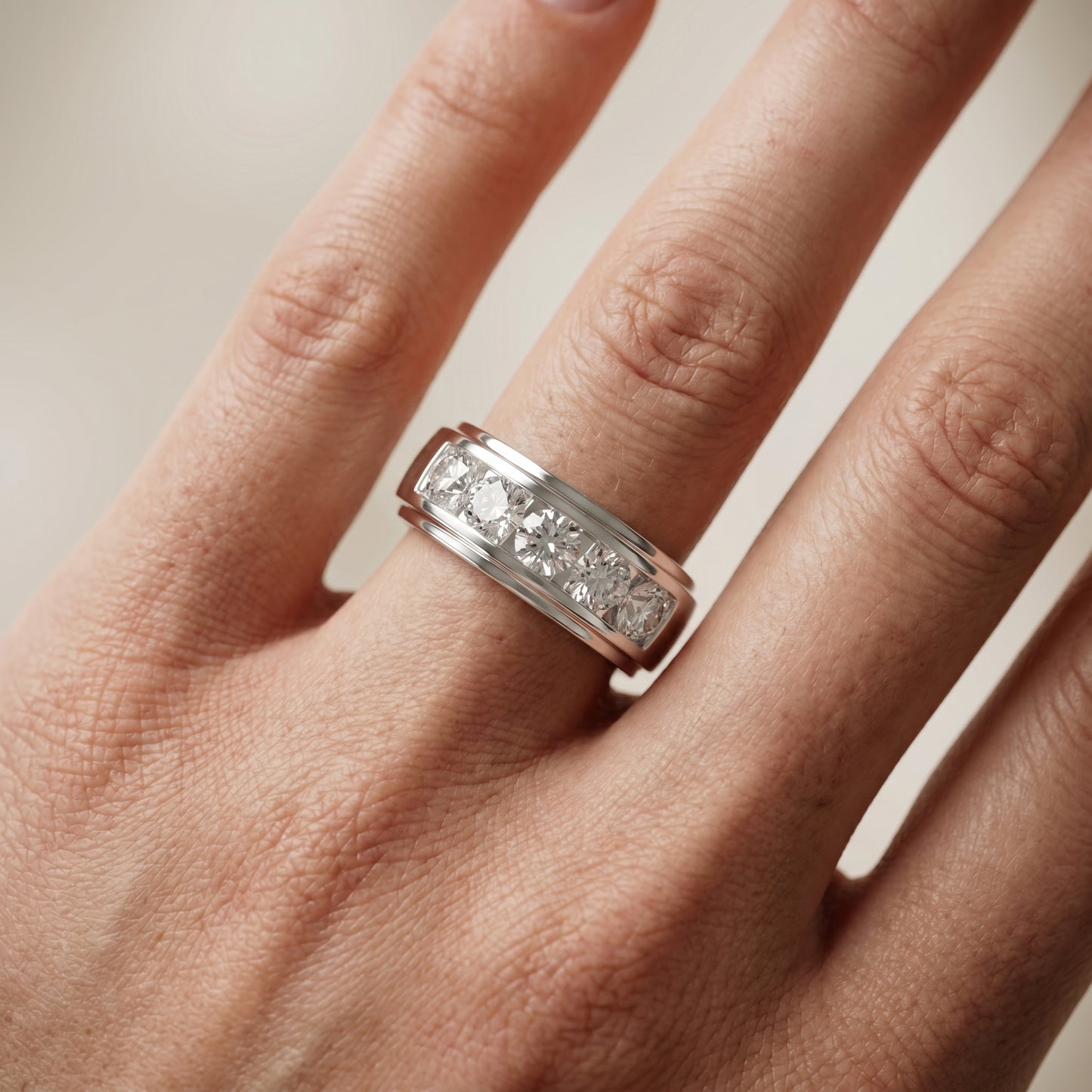 Round Cut Lab Grown Diamond Ring in White Gold