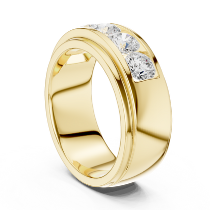 Round Cut Lab Grown Diamond Ring in Yellow Gold