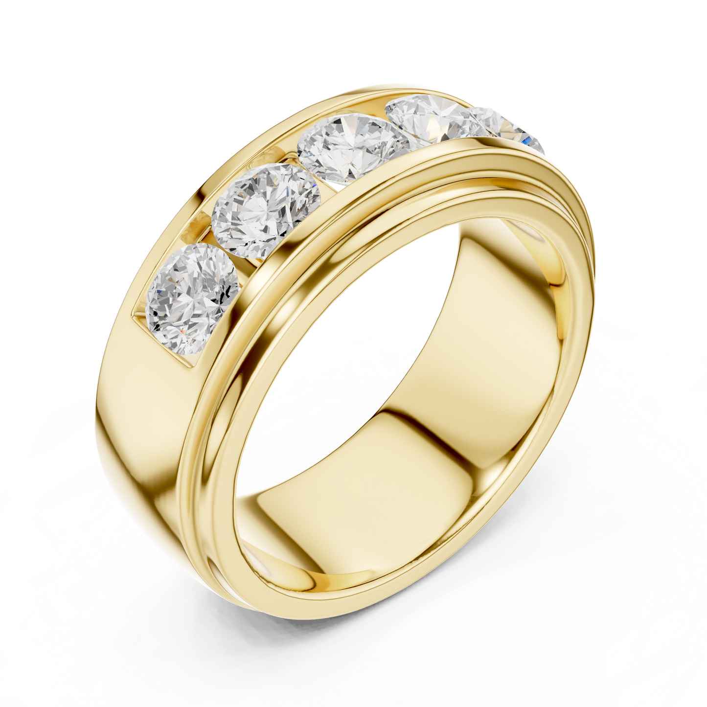 Round Cut Lab Grown Diamond Ring in Yellow Gold