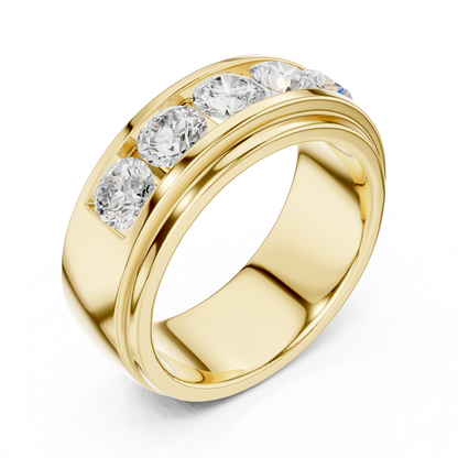 Round Cut Lab Grown Diamond Ring in Yellow Gold