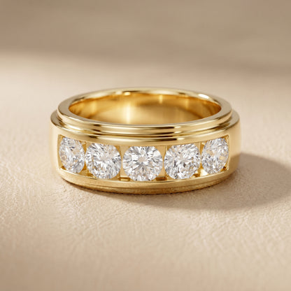 Round Cut Lab Grown Diamond Ring in Yellow Gold