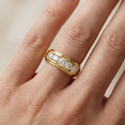 Round Cut Lab Grown Diamond Ring in Yellow Gold