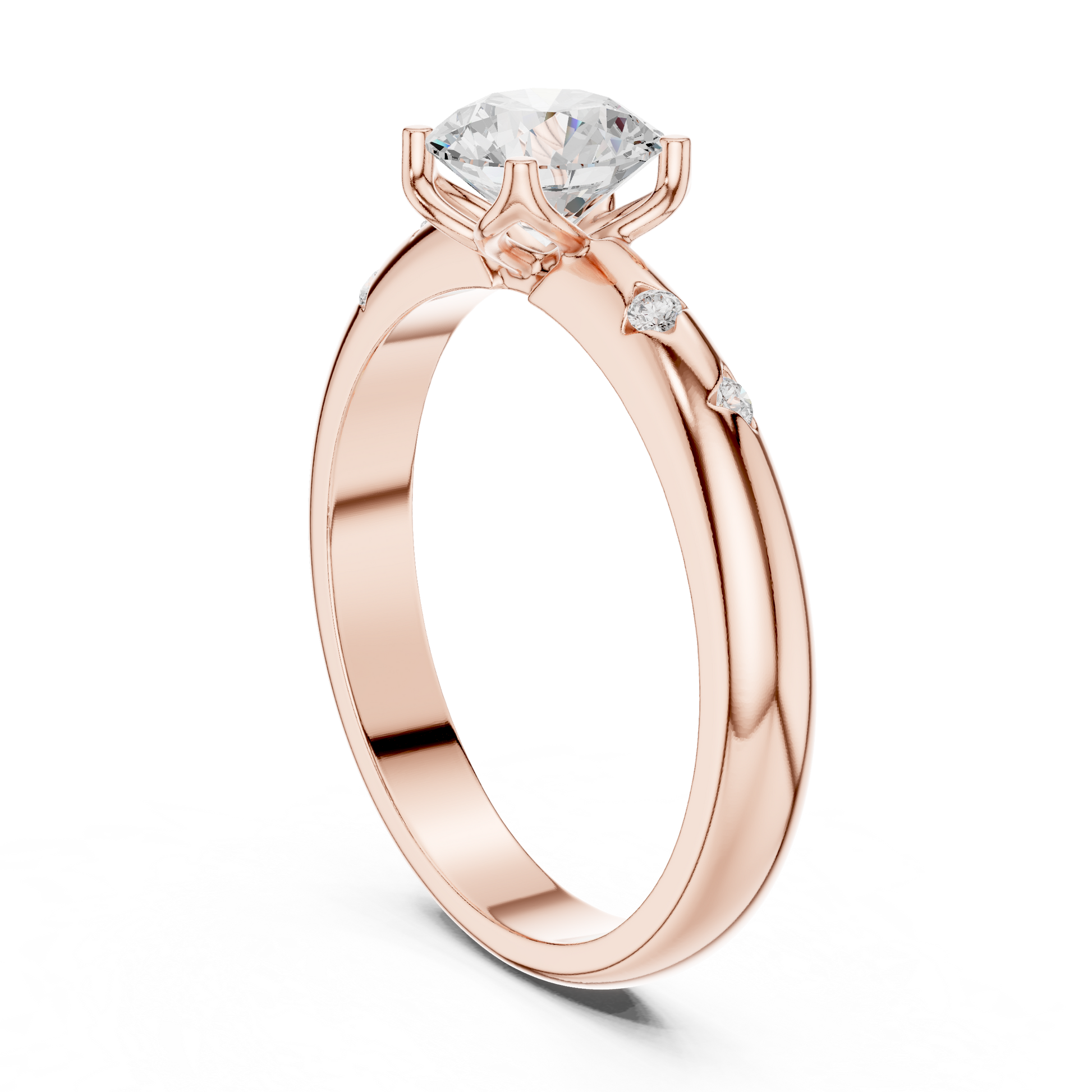 Round Cut Lab Grown Diamond Ring in Rose Gold
