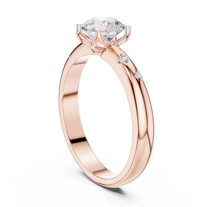 Round Cut Lab Grown Diamond Ring in Rose Gold