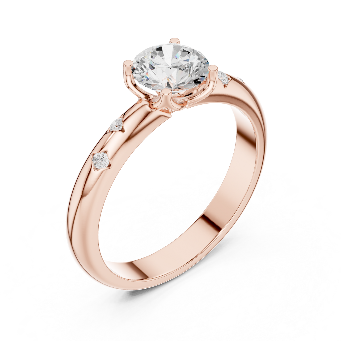 Round Cut Lab Grown Diamond Ring in Rose Gold