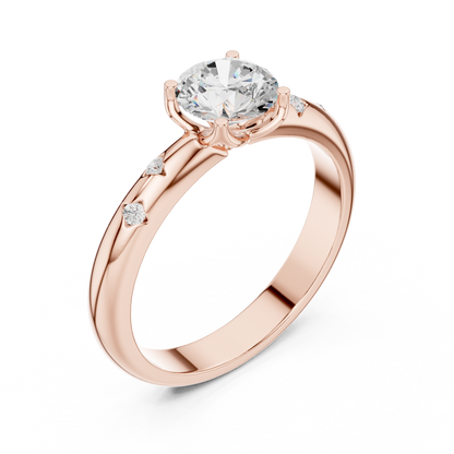 Round Cut Lab Grown Diamond Ring in Rose Gold