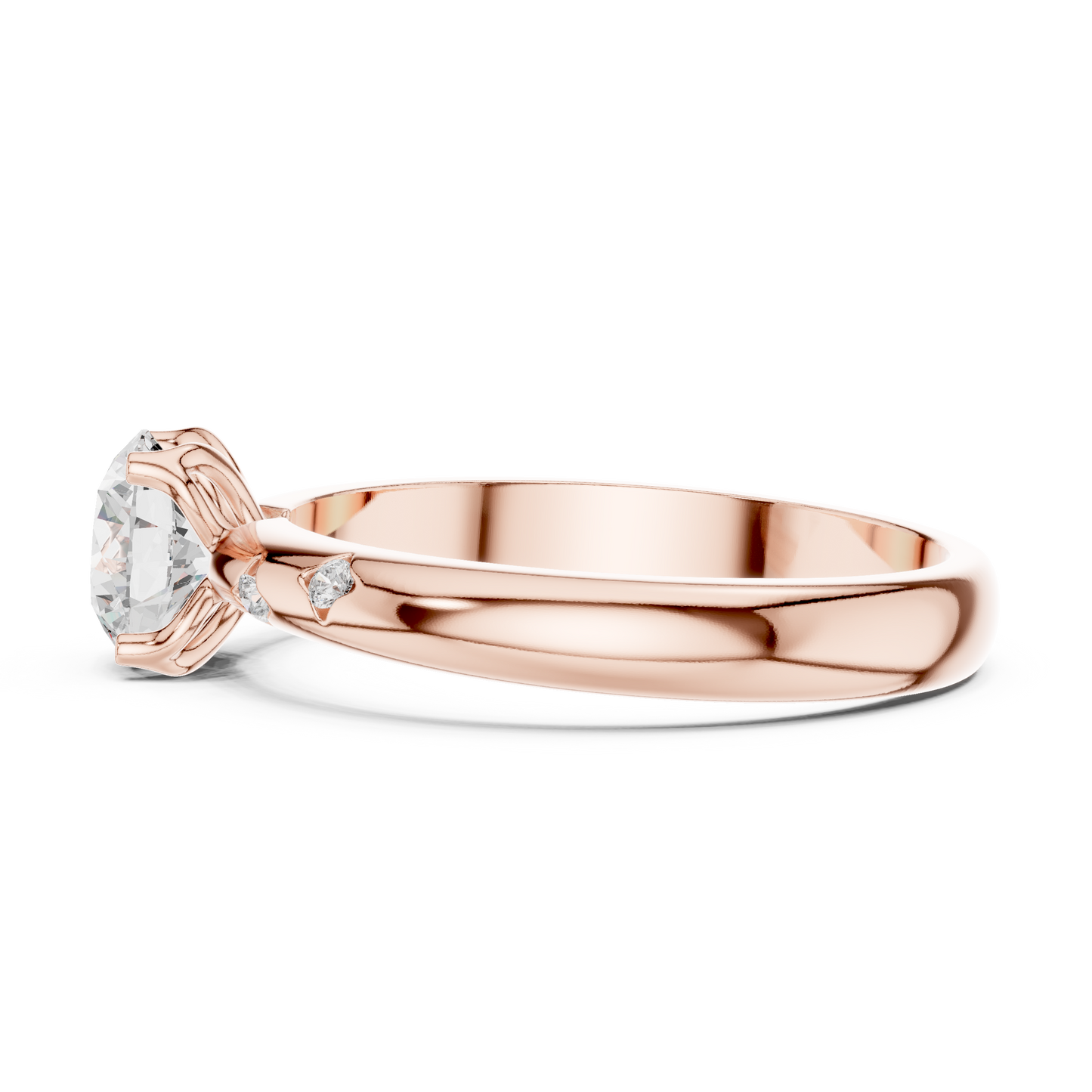 Round Cut Lab Grown Diamond Ring in Rose Gold