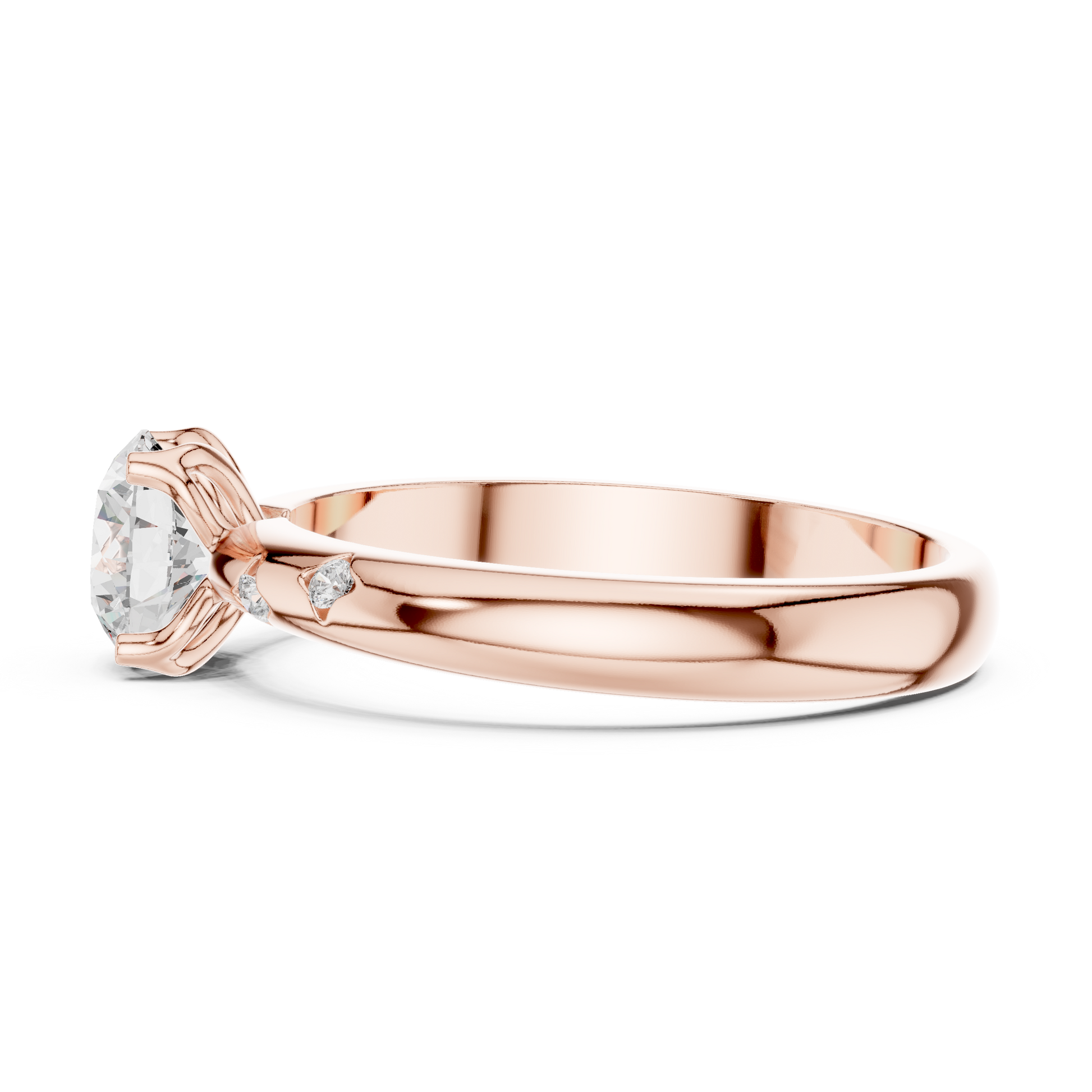 Round Cut Lab Grown Diamond Ring in Rose Gold