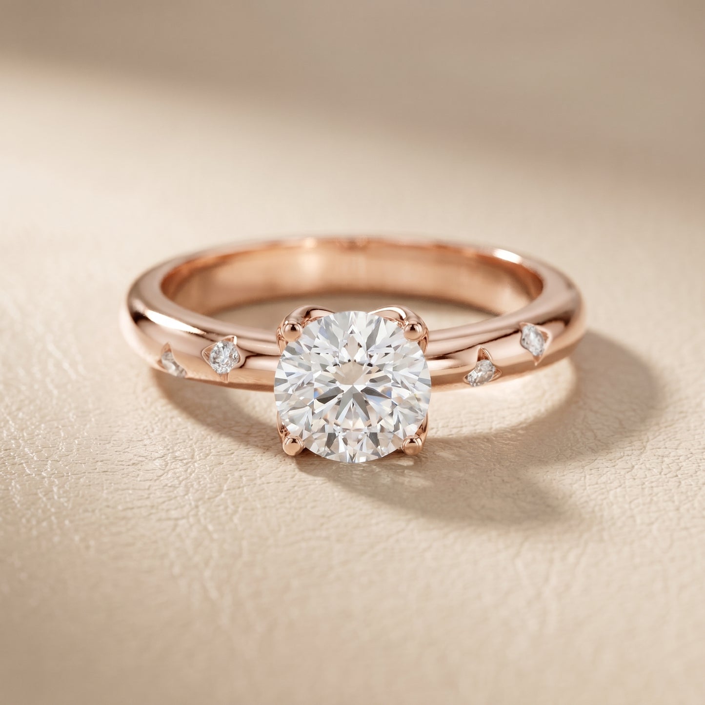 Round Cut Lab Grown Diamond Ring in Rose Gold