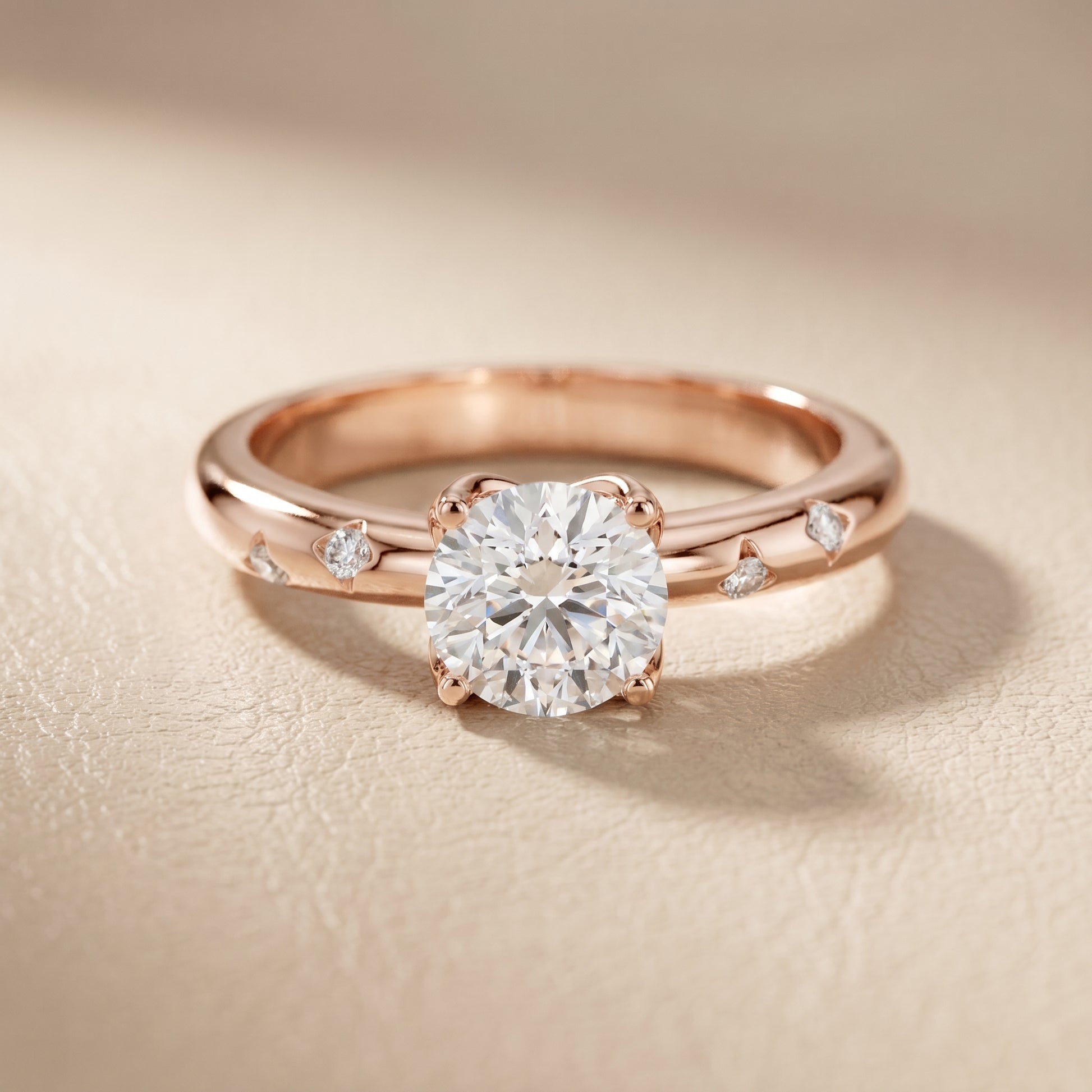 Round Cut Lab Grown Diamond Ring in Rose Gold