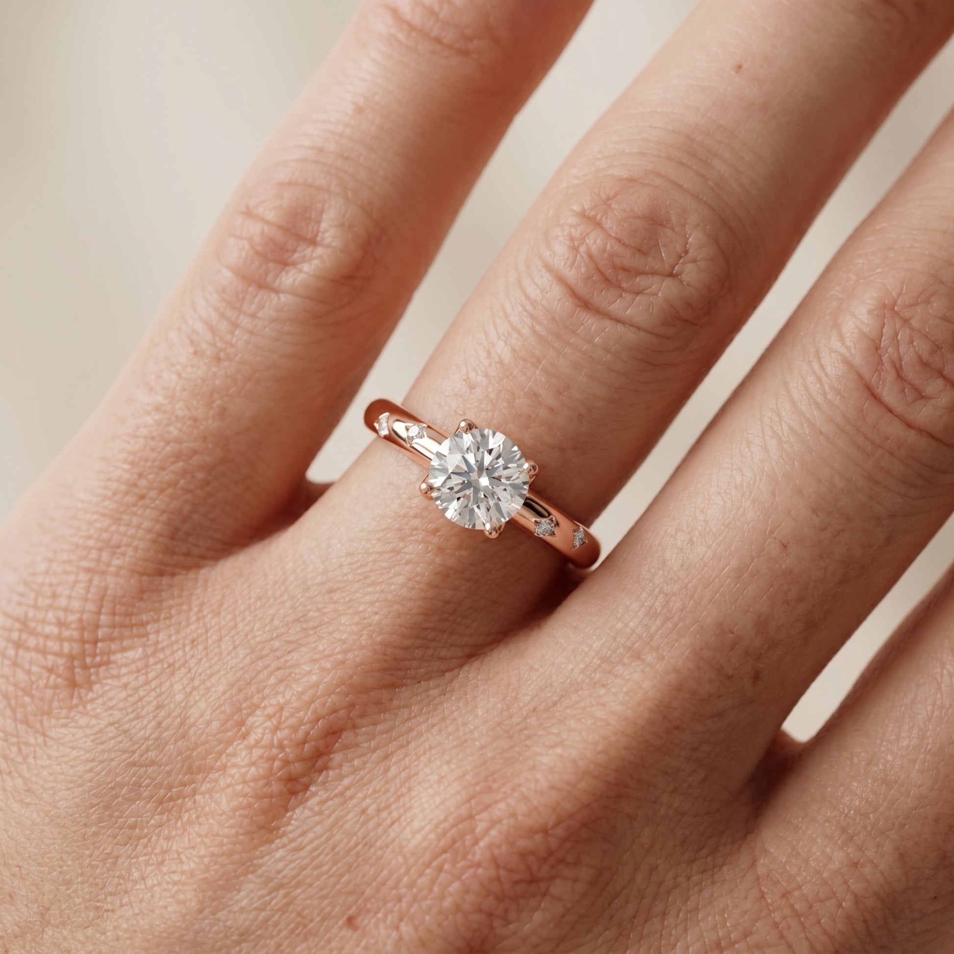 Round Cut Lab Grown Diamond Ring in Rose Gold