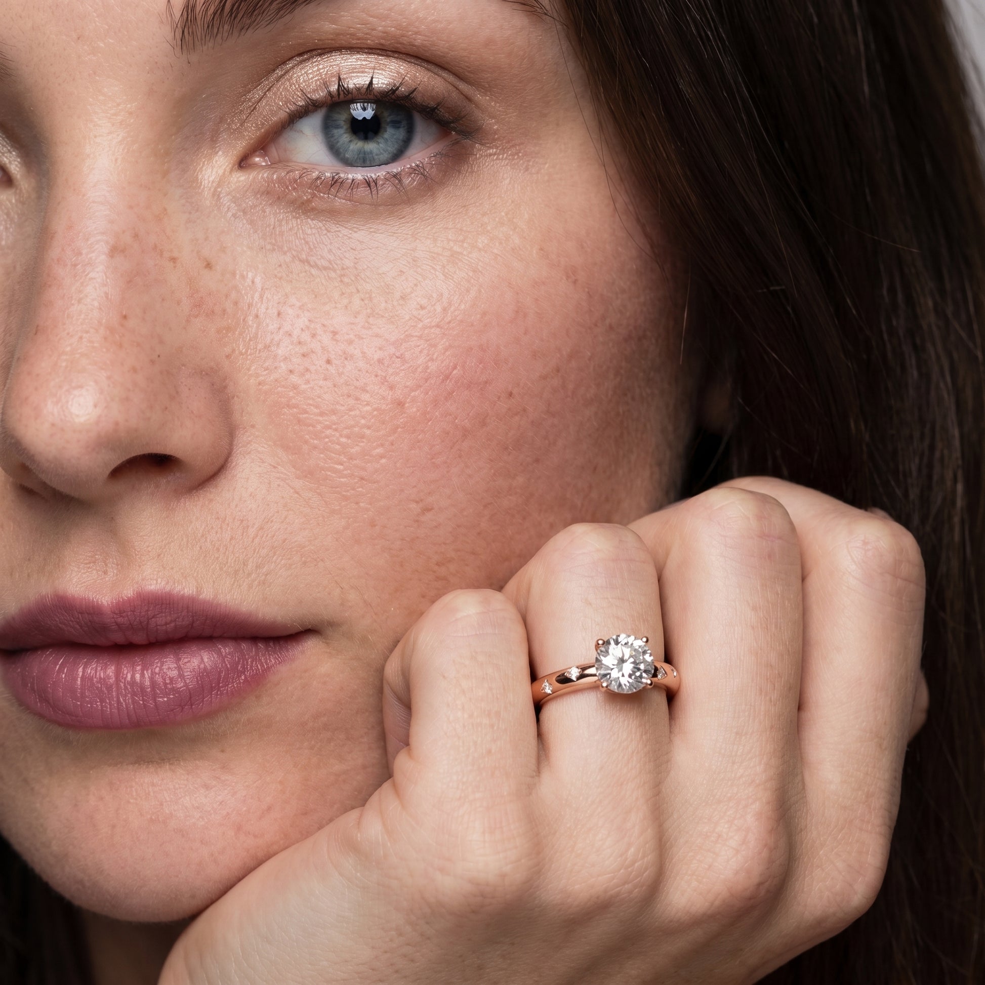 Round Cut Lab Grown Diamond Ring in Rose Gold