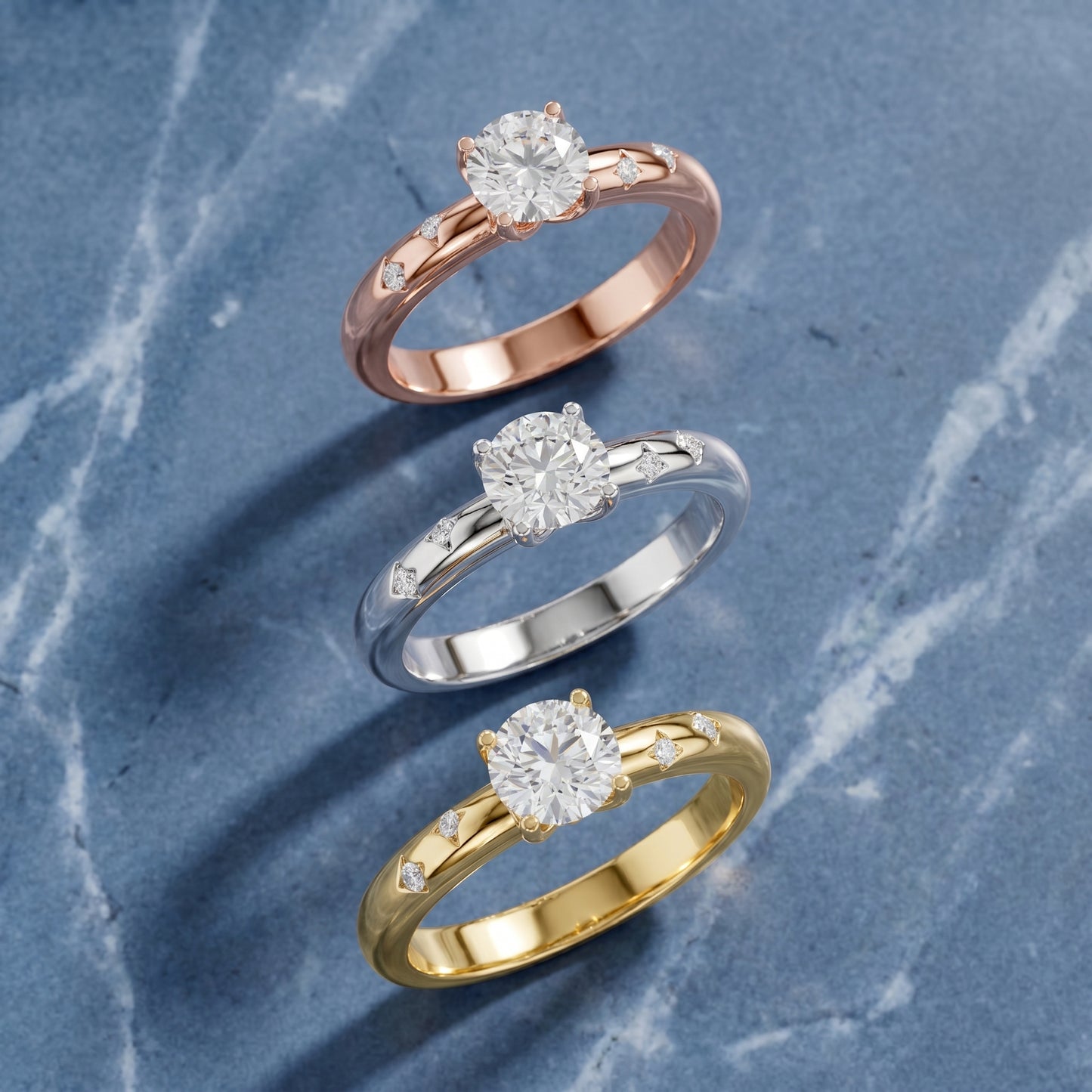 Round Cut Lab Grown Diamond Ring in Platinum