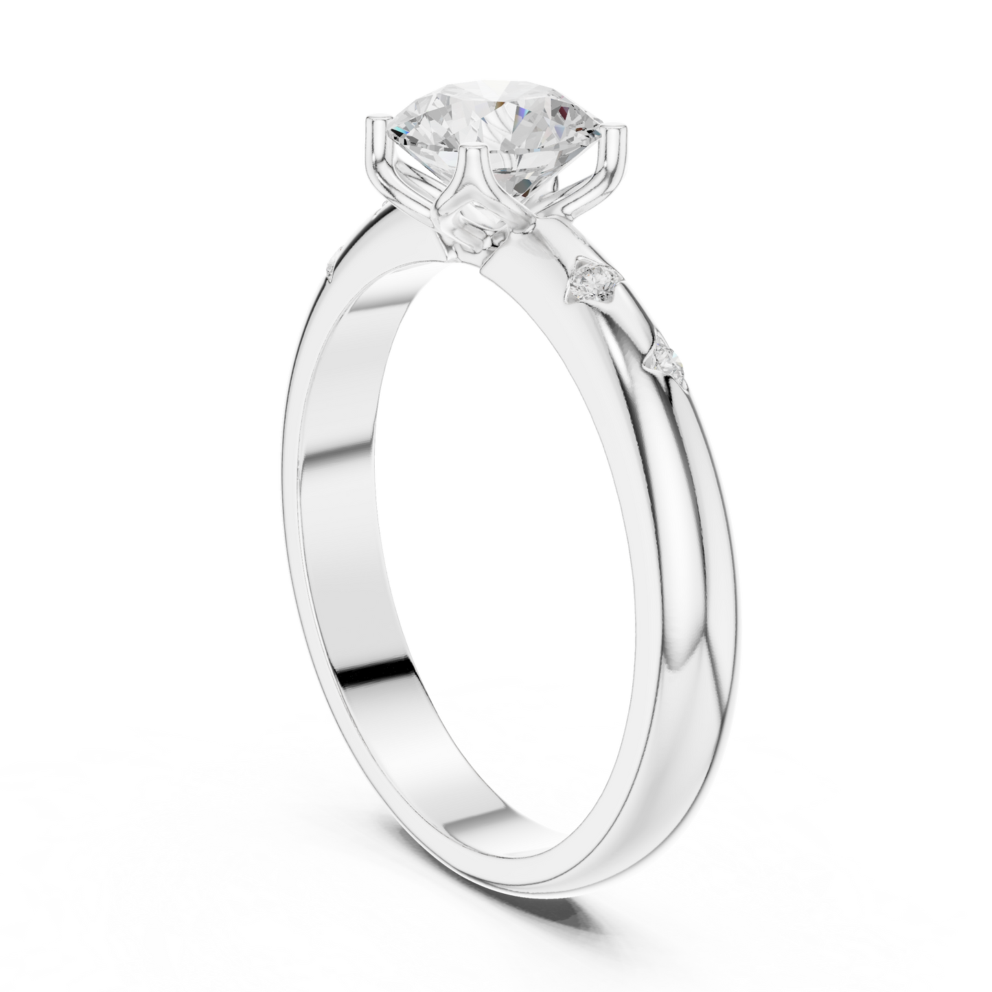 Round Cut Lab Grown Diamond Ring in White Gold