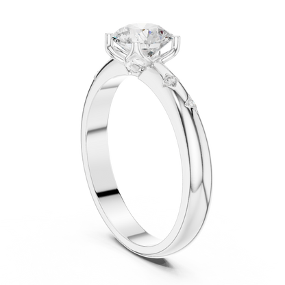 Round Cut Lab Grown Diamond Ring in Silver