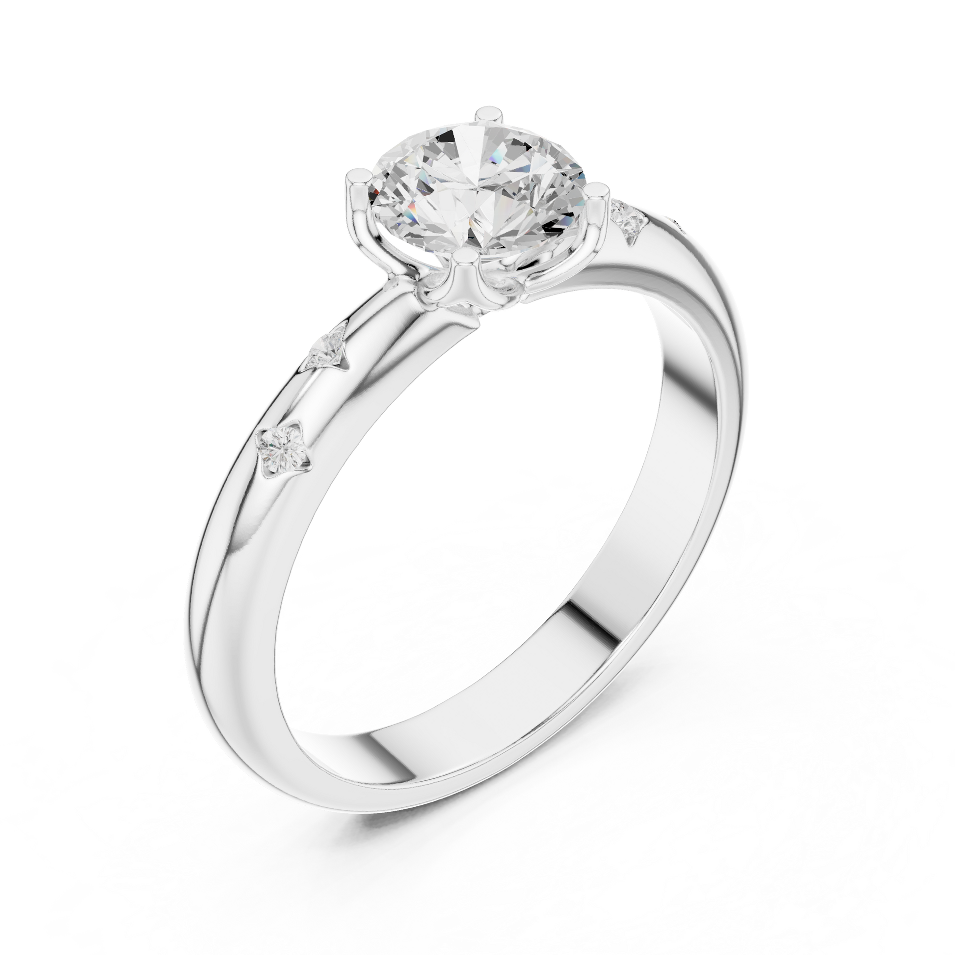 Round Cut Lab Grown Diamond Ring in Platinum