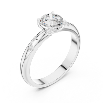 Round Cut Lab Grown Diamond Ring in Platinum