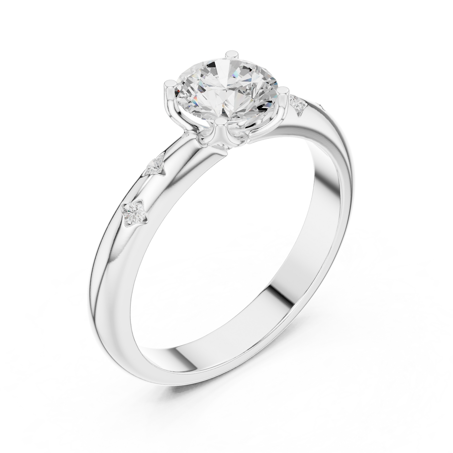 Round Cut Lab Grown Diamond Ring in Silver