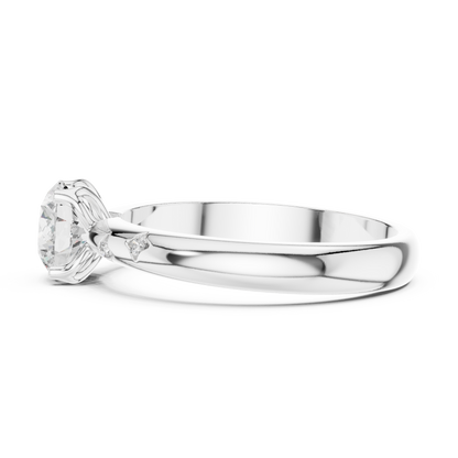Round Cut Lab Grown Diamond Ring in Silver
