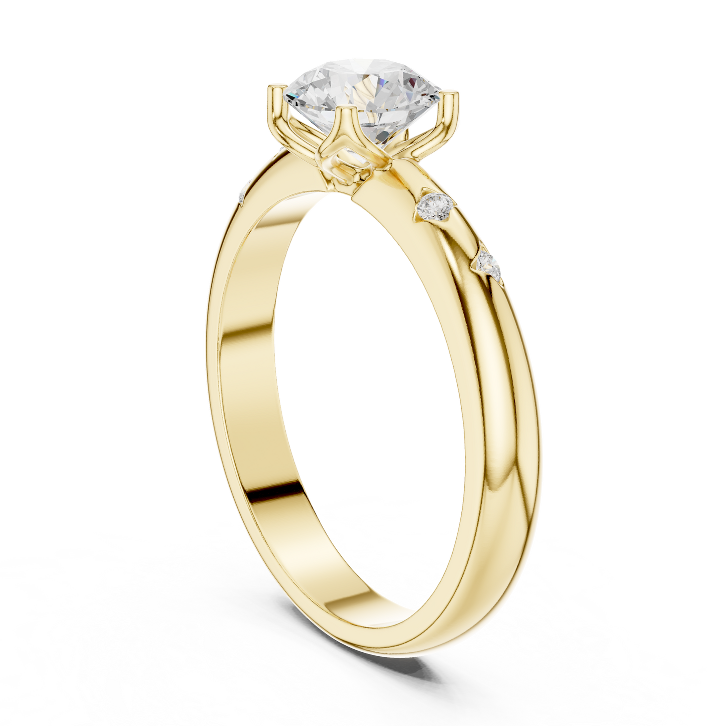 Round Cut Lab Grown Diamond Ring in Yellow Gold