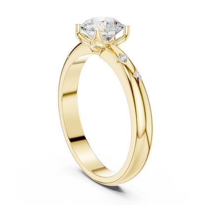 Round Cut Lab Grown Diamond Ring in Yellow Gold