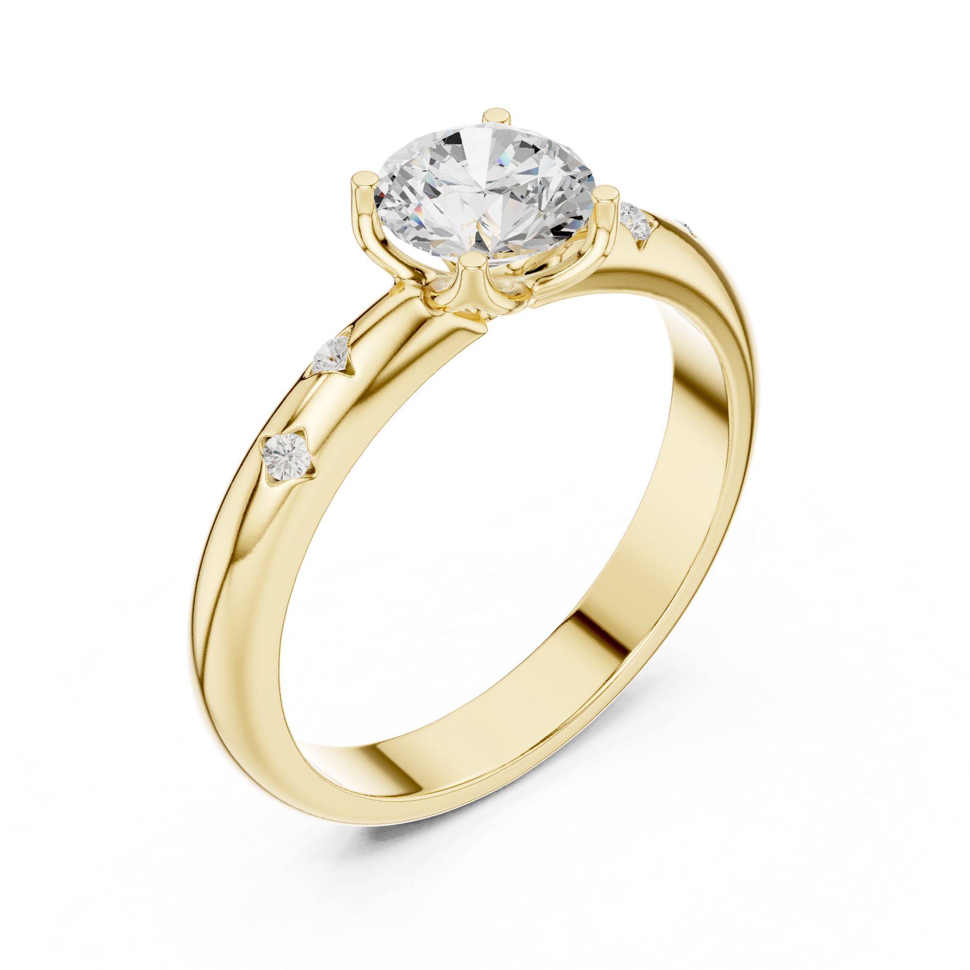 Round Cut Lab Grown Diamond Ring in Yellow Gold