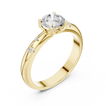 Round Cut Lab Grown Diamond Ring in Yellow Gold
