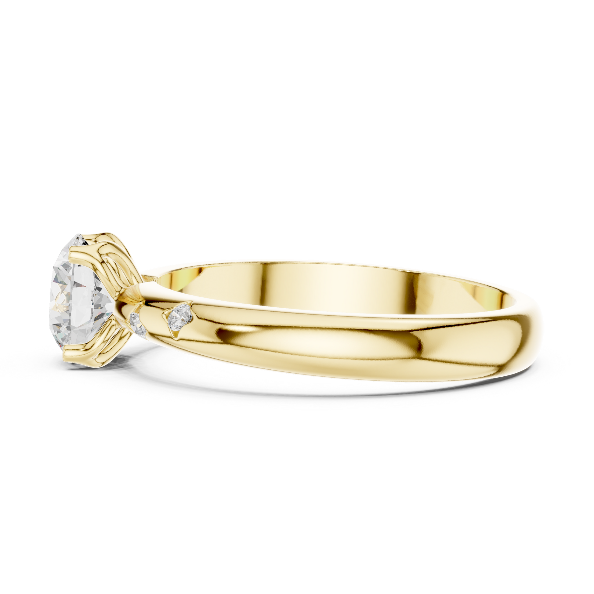 Round Cut Lab Grown Diamond Ring in Yellow Gold
