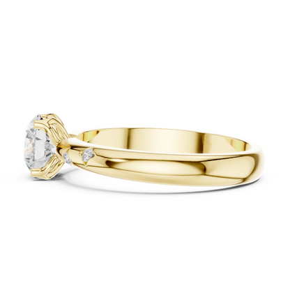Round Cut Lab Grown Diamond Ring in Yellow Gold