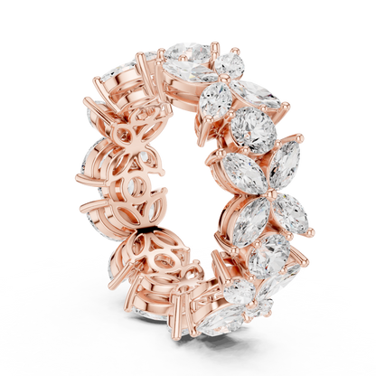 Marquise Round Cut Lab Grown Diamond Ring in Rose Gold