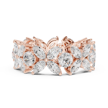 Marquise Round Cut Lab Grown Diamond Ring in Rose Gold