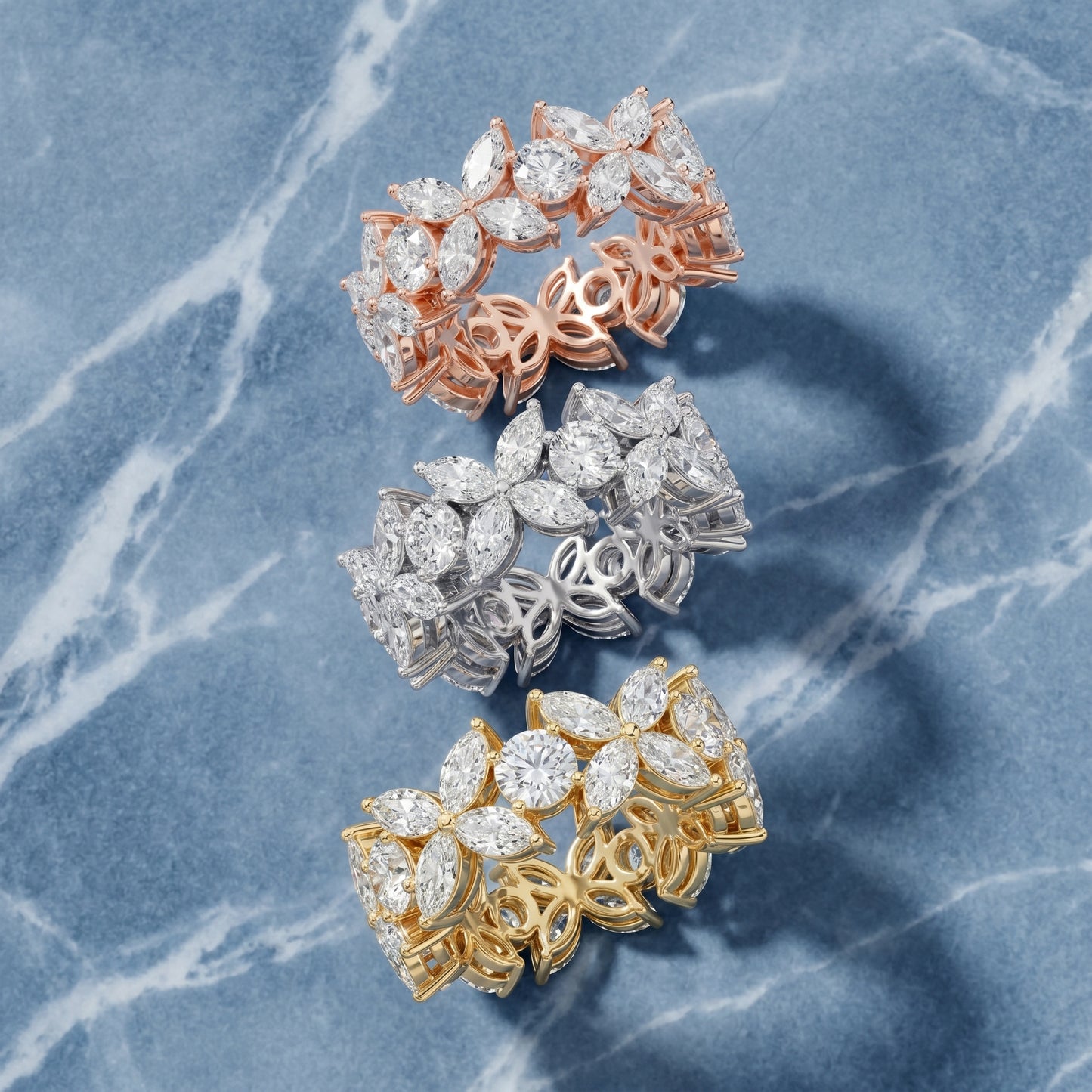 Marquise Round Cut Lab Grown Diamond Ring in White Gold