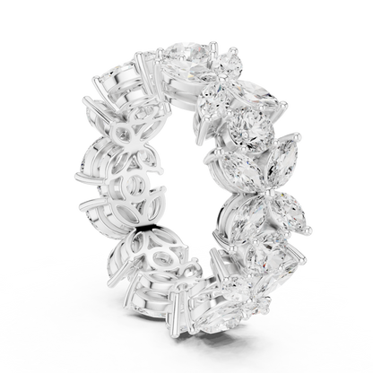 Marquise Round Cut Lab Grown Diamond Ring in Platinum