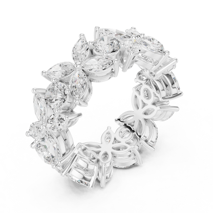 Marquise Round Cut Lab Grown Diamond Ring in Platinum