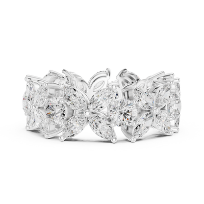 Marquise Round Cut Lab Grown Diamond Ring in Silver