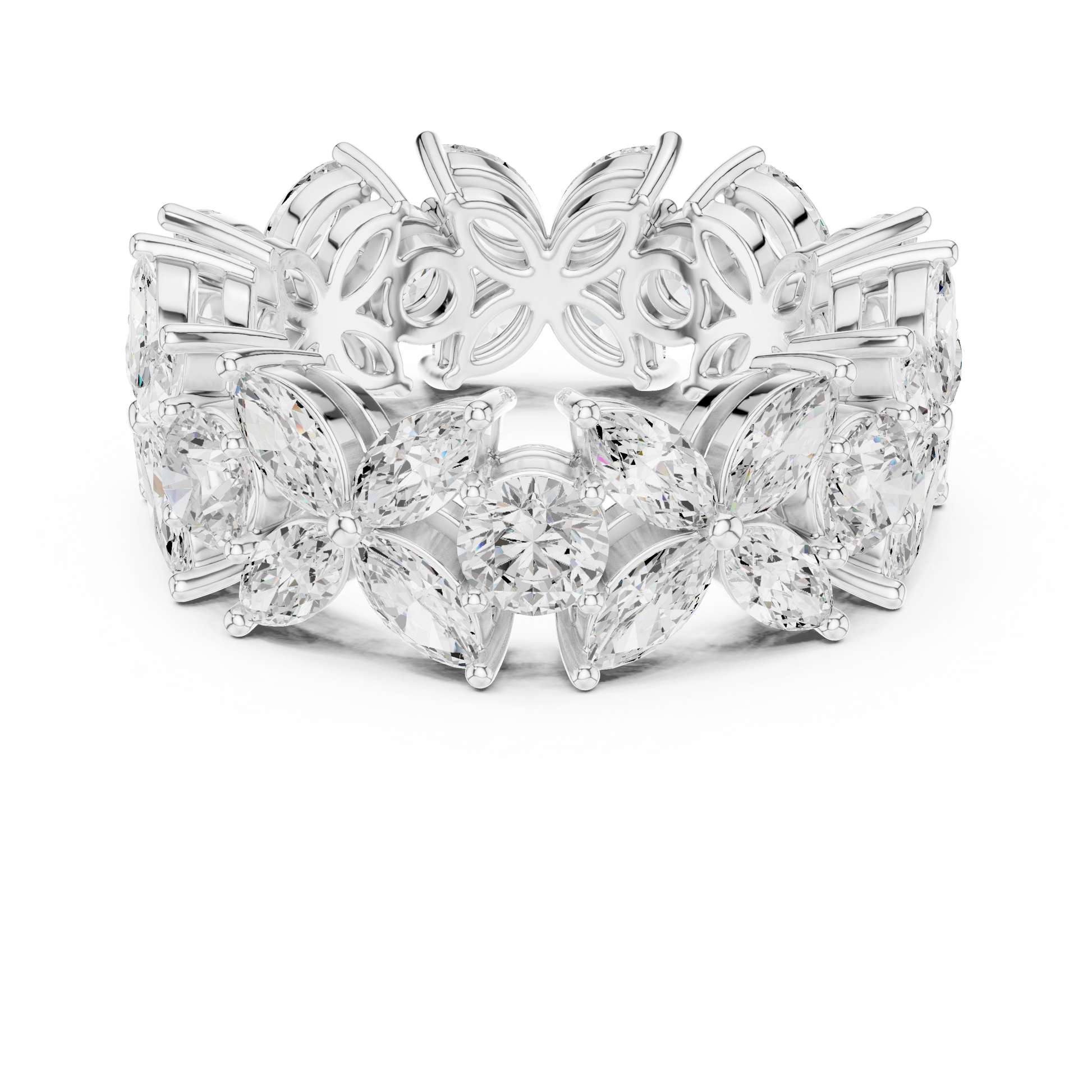 Marquise Round Cut Lab Grown Diamond Ring in White Gold