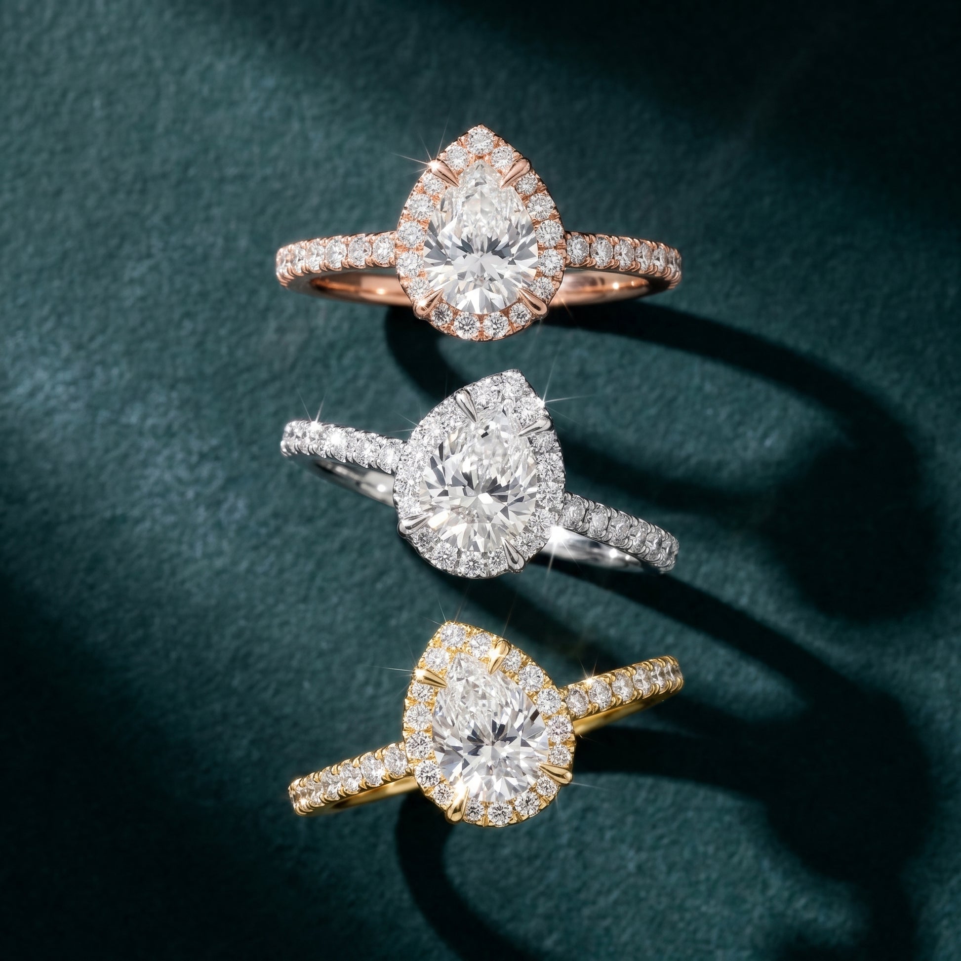 Pear Round Cut Lab Grown Diamond Ring in Rose Gold